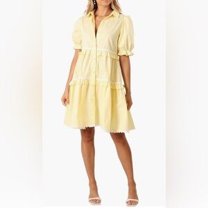 Petal & Pup Shively Puff Sleeve Ruffle Cotton Dress B1786